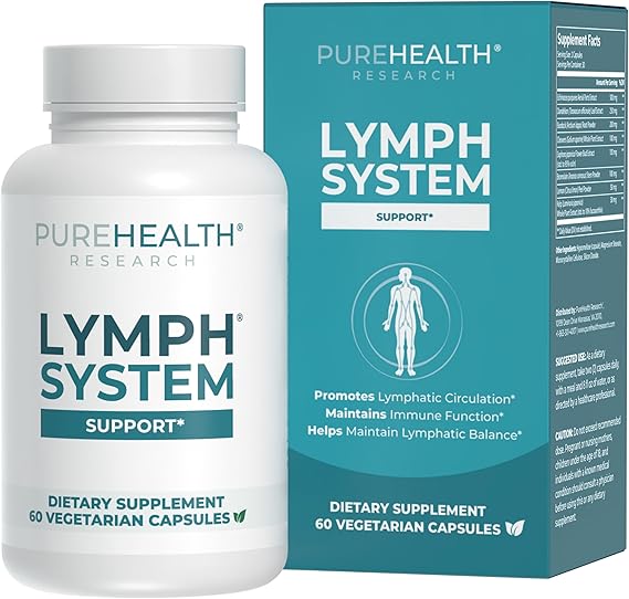 PUREHEALTH RESEARCH Lymph System Support – Lymphatic Drainage Supplement for Women & Men (60 Capsules)