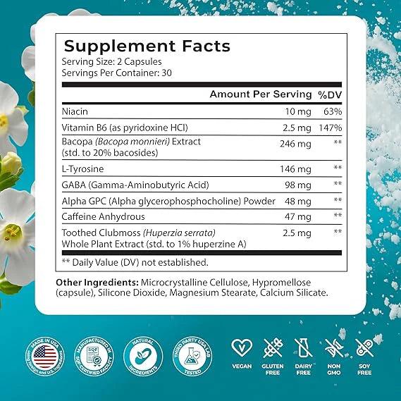 PUREHEALTH RESEARCH Ageless Brain – Memory & Focus Nootropic Supplement (60 Capsules)