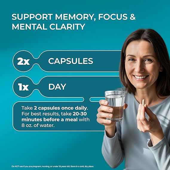 PUREHEALTH RESEARCH Ageless Brain – Memory & Focus Nootropic Supplement (60 Capsules)