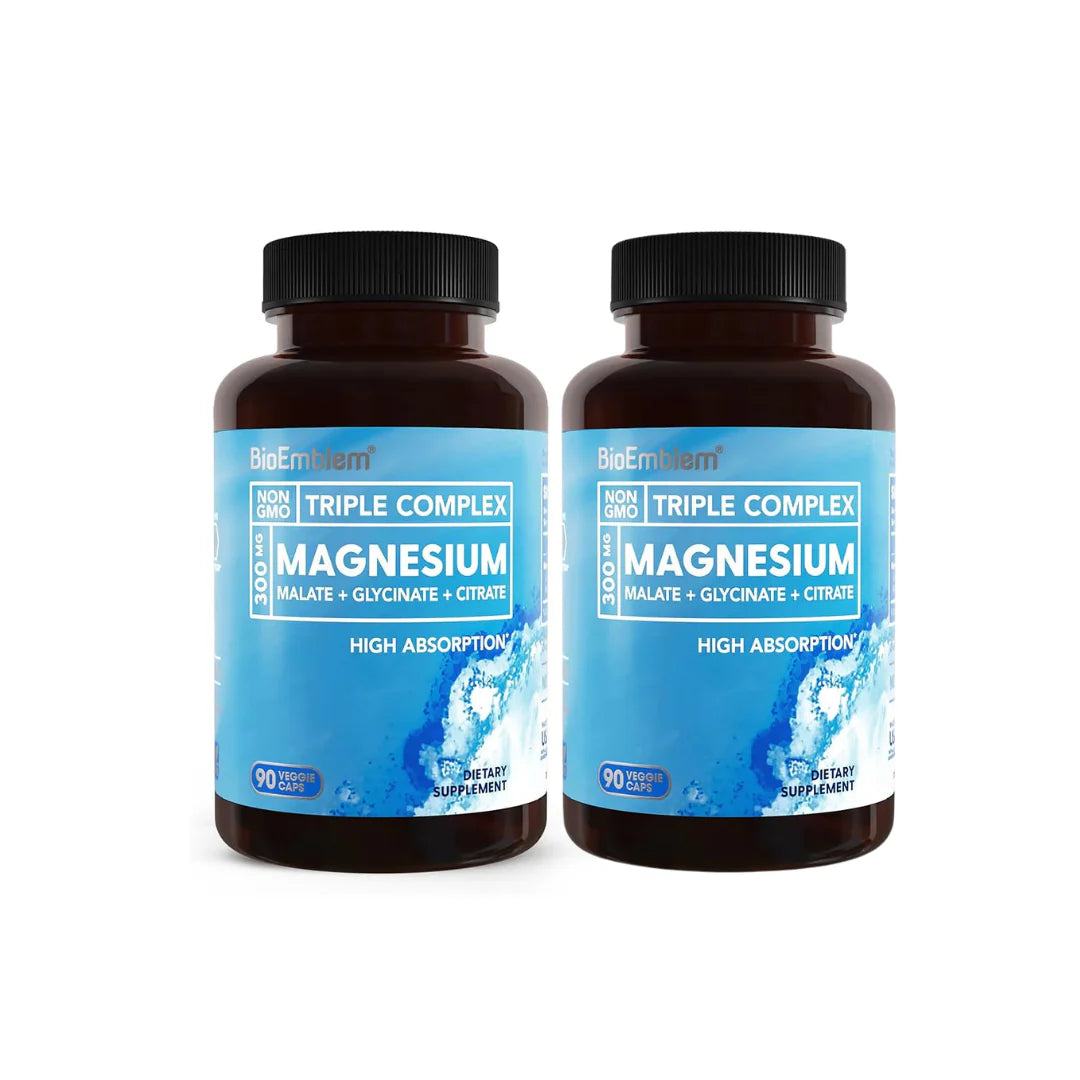 Two bottles of Bio-Elemental Magnesium supplement on a white background