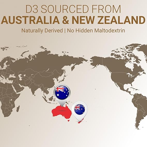 World map with Australia and New Zealand highlighted, featuring text about D3 sourced from these regions.