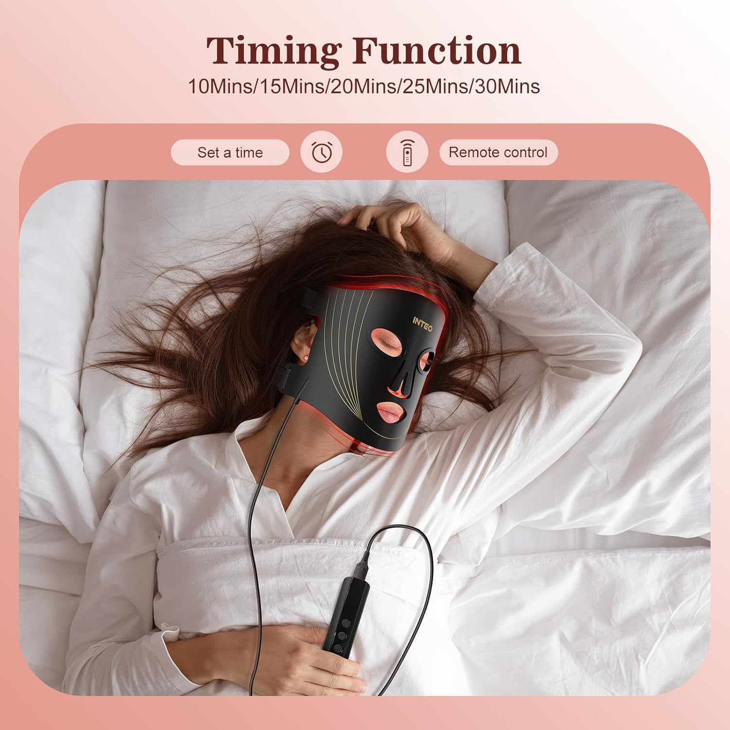 INTEO Red Light Therapy for Face – 3-Mode Portable LED Face Mask - Ephyra