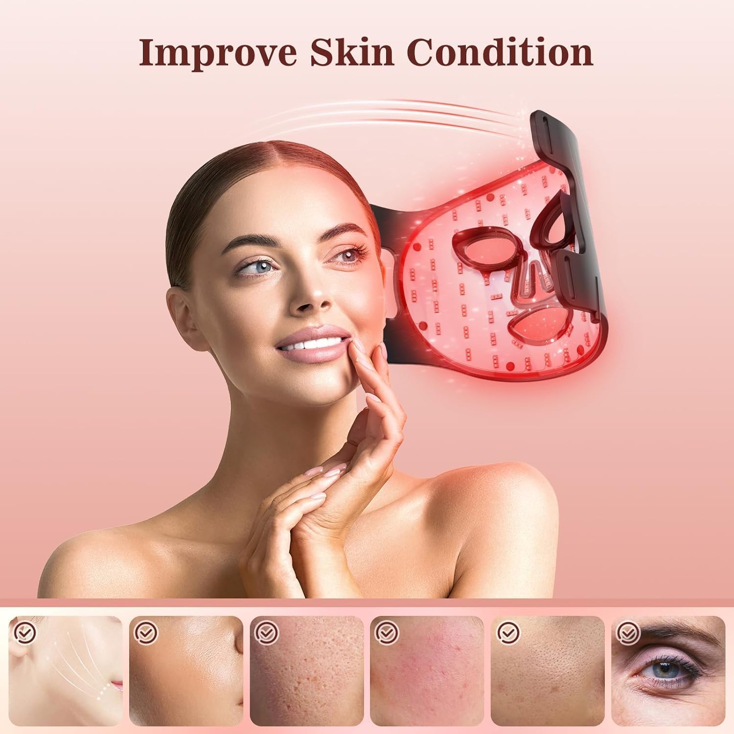 INTEO Red Light Therapy for Face – 3-Mode Portable LED Face Mask - Ephyra