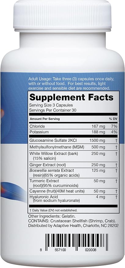 Supplement bottle with label showing 'Supplement Facts' and a barcode.
