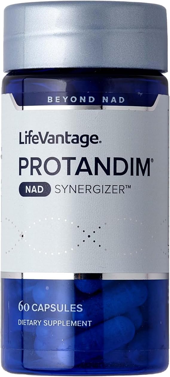 LifeVantage Protandim supplement bottle with blue and gray design