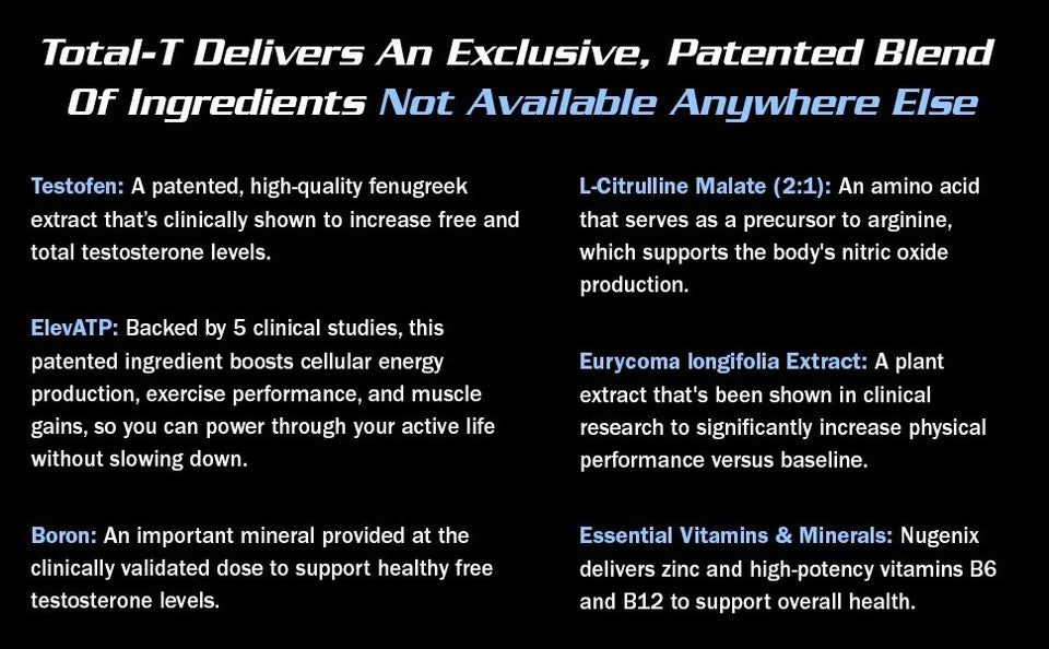 Nugenix Total-T Free & Total Testosterone Booster Supplement – 90 Capsules - Ephyra