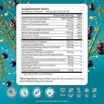 PUREHEALTH RESEARCH ReGrow – Hair Growth Vitamins for Scalp Health & Thickness Support (60 Capsules) - Ephyra