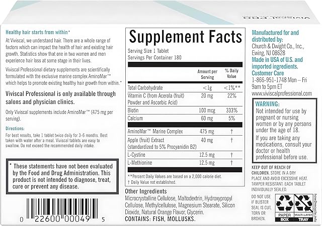 Supplement label with detailed nutritional information and branding details.