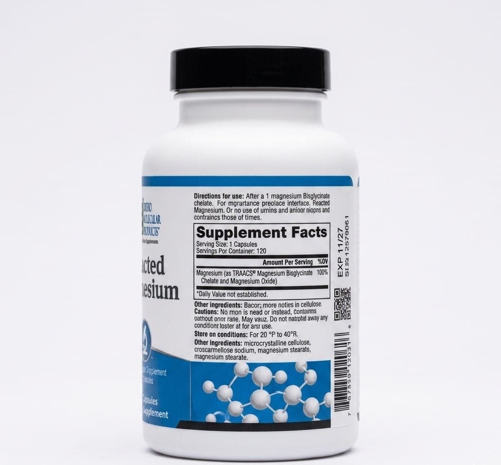 Supplement bottle with label on a white background