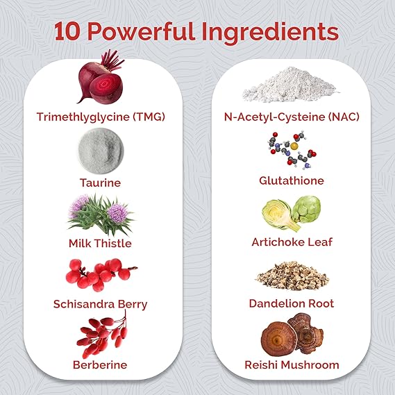 List of 10 powerful ingredients with their names on a gray background