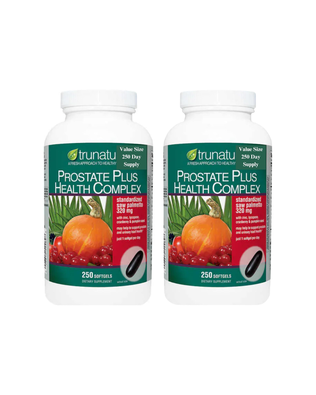 Two bottles of Prostate Plus Health Complex on a white background
