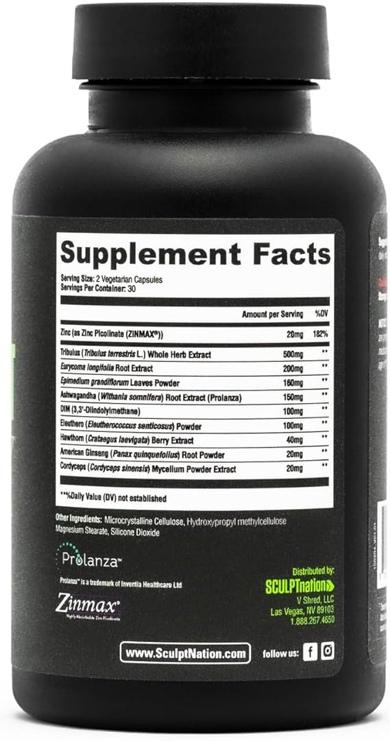 Supplement bottle with 'Supplement Facts' label on a black background