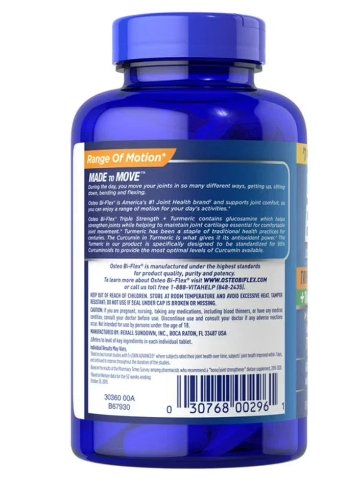 Blue supplement bottle with label on a white background
