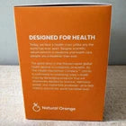 Product packaging with text 'Designed for Health' on an orange background