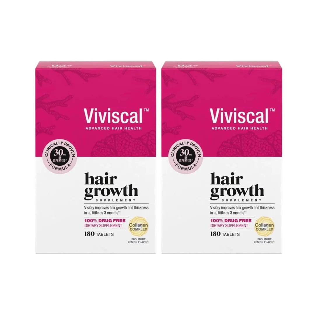 Two boxes of Viviscal hair growth supplement on a white background