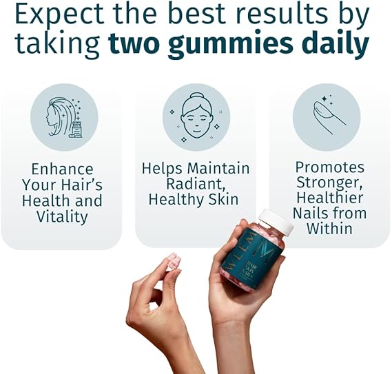 WEEM Hair Skin and Nails Gummies – Vegan Biotin Vitamins for Stronger Hair, Skin & Nails - Ephyra