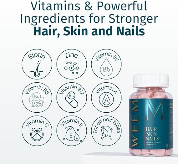 WEEM Hair Skin and Nails Gummies – Vegan Biotin Vitamins for Stronger Hair, Skin & Nails - Ephyra