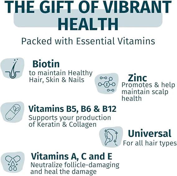 WEEM Hair Skin and Nails Gummies – Vegan Biotin Vitamins for Stronger Hair, Skin & Nails - Ephyra